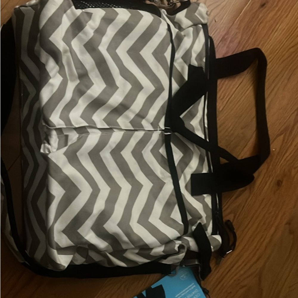 Chevron Patterned Gray and Black Men's Bag